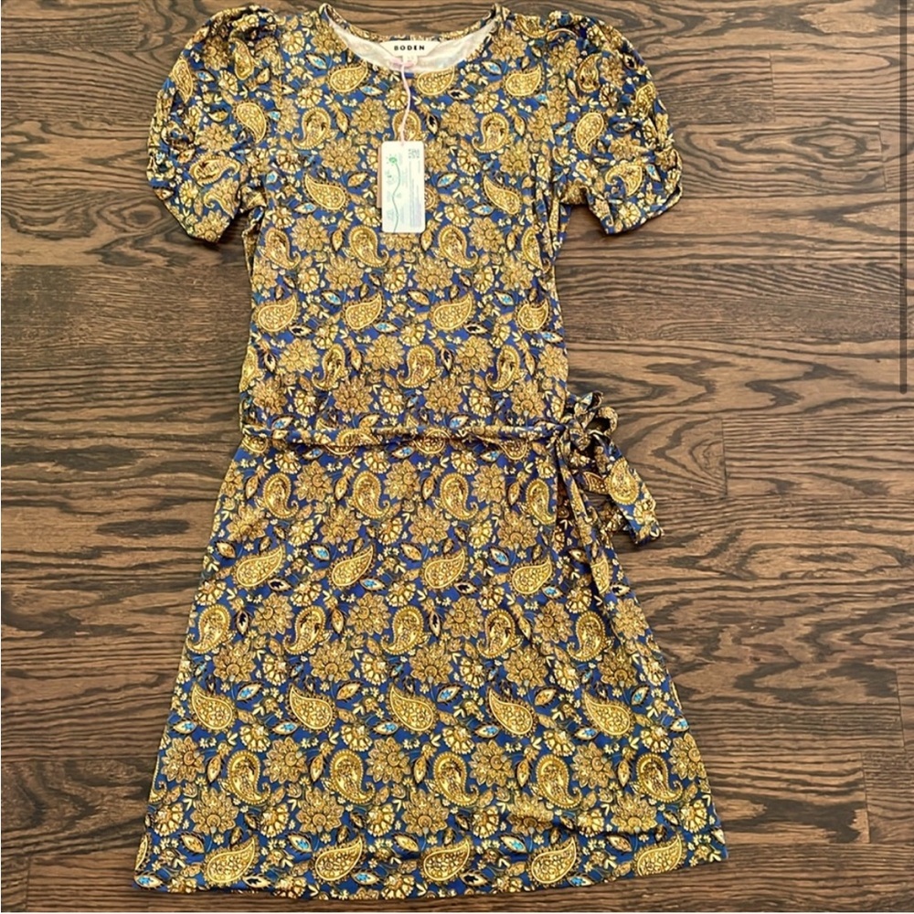 NWT Boden jersey cotton dress w tie waist